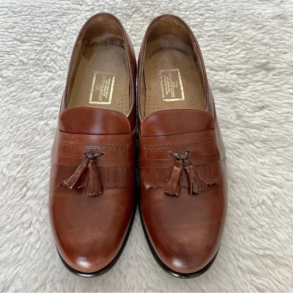 Stuart McGuire Vintage Brown Leather Men’s Slide On Shoes Size 11 D